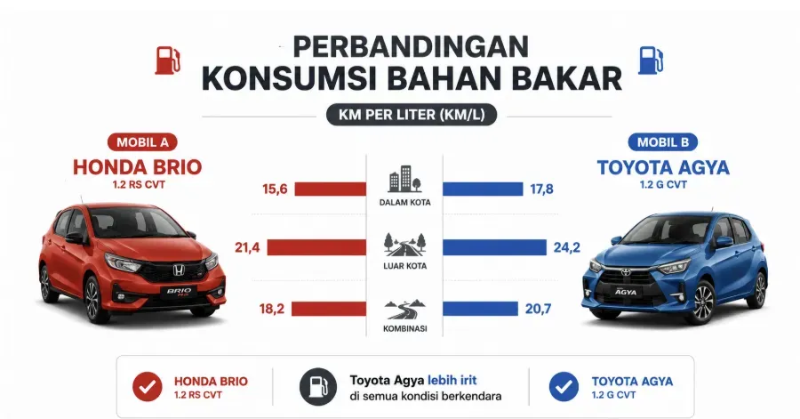 Konsumsi BBM Honda Brio vs Toyota Agya