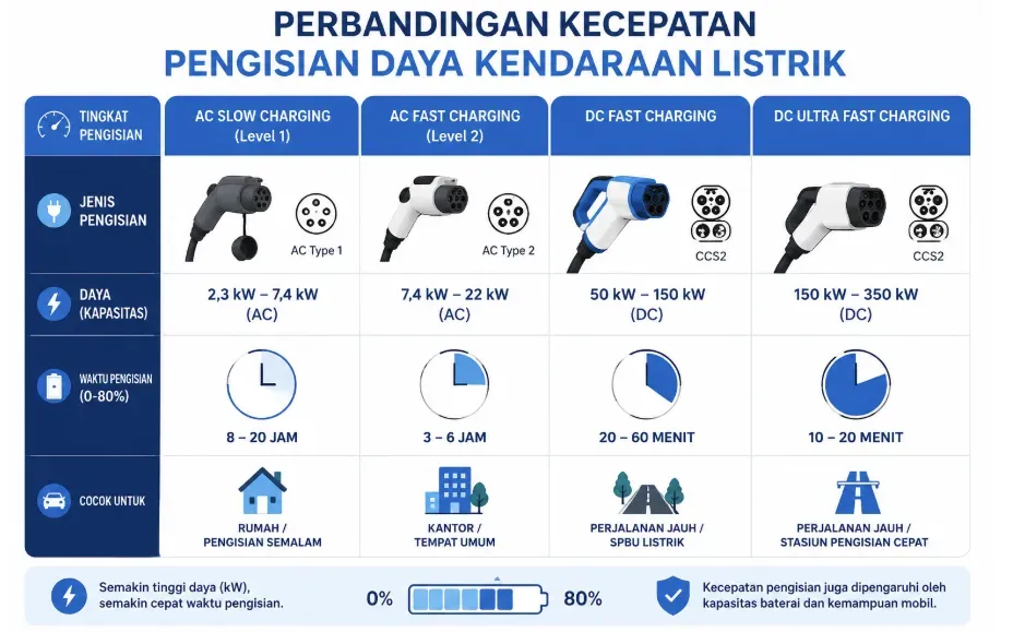 Perbandingan Waktu Charge Mobil Listrik